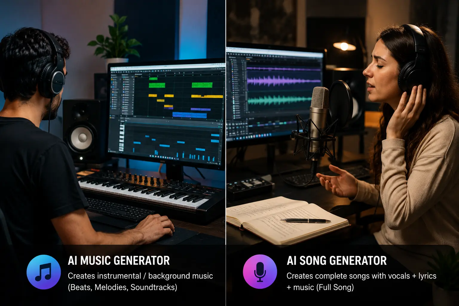 AI Music Generators vs AI Song Generators